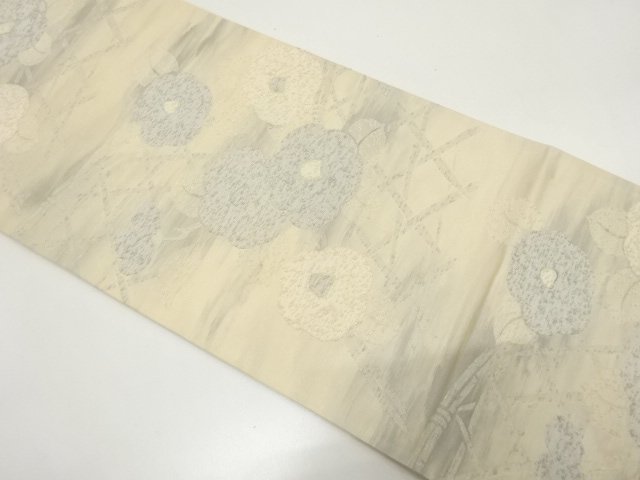 JAPANESE KIMONO / FUKURO OBI / WOVEN KOETSUGAKI PATTERN & CAMELLIA